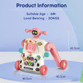Teknum 3-in-1 Baby Walker with Musical Keyboard, Learning Table and Game Panel, Pink