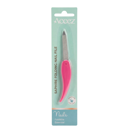 Accez Sapphire Folding Nail File Fine and Coarse Grit, Tapered Tip, 1 Piece