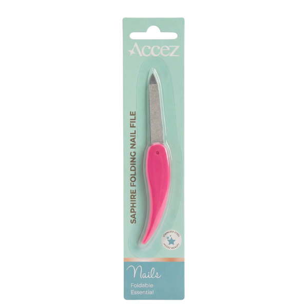 Accez Sapphire Folding Nail File Fine and Coarse Grit, Tapered Tip, 1 Piece