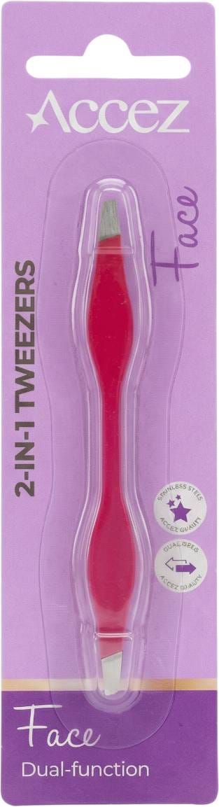 Accez 2-in-1 Tweezers Angled and Pointed Tips Stainless Steel