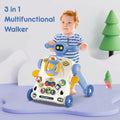 Teknum 3-in-1 Baby Walker Learning Table and Game Panel with Musical Keyboard, Blue