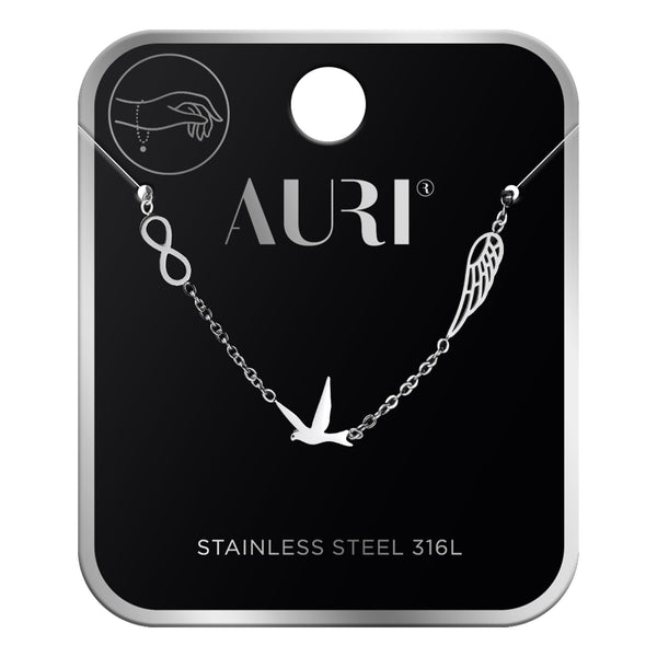 AURI Wing Swallow Infinity Bracelet Silver