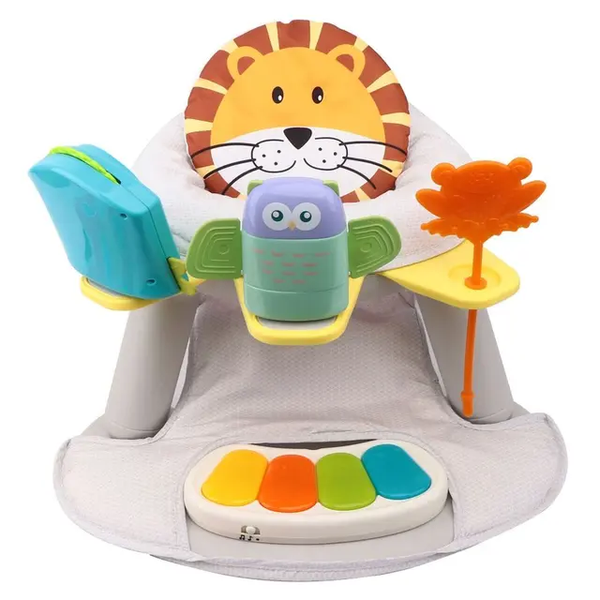 TEKNUM 2-in-1 Feeding Chair Toddler Activity Seat with Pedal Piano, Rotating Toys, White