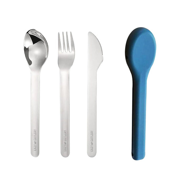 Eazy Kids Portable Travel Cutlery Set Stainless Steel Blue