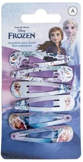 Disney Frozen Hair Pins, Character Hair Clips, 6 Pieces