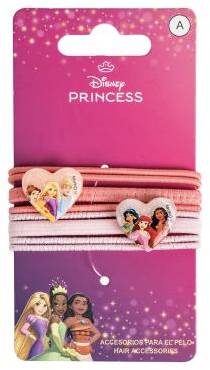 Disney Princess Hair Scrunchies Soft Elastics with Heart Charms, Pink and Rose Gold, 8 Pieces
