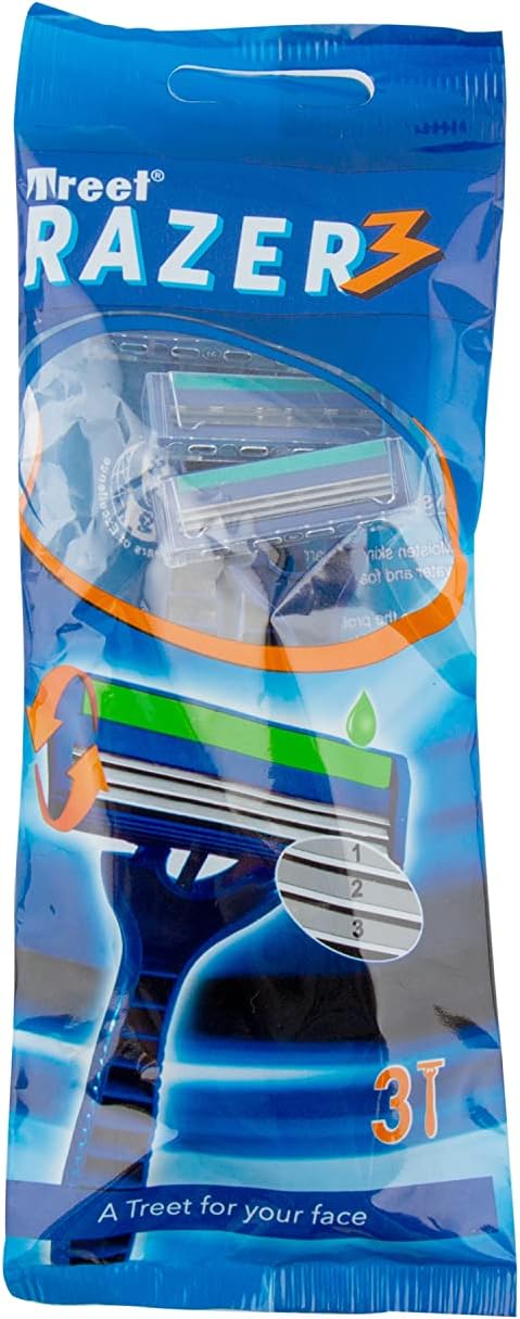 Treet Disposable Razors Platinum-Coated Blades for Men, 3 Pieces
