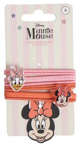 Disney Minnie Mouse & Daisy Duck Hair Accessories Set, 8 Pieces, Pink and Orange Elastics