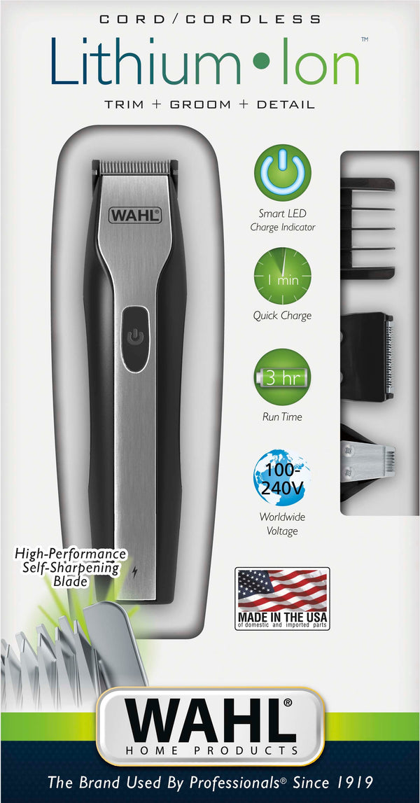 Wahl Optimus Beard Trimmer Cordless Rechargeable Lithium-Ion Foil Shaver Detailer Black/Silver