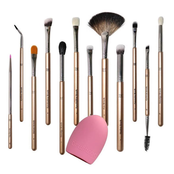 Makeover22 Marbleous Makeup Brush Set, 12 Pieces with Silicone Cleaning Sponge, MX02