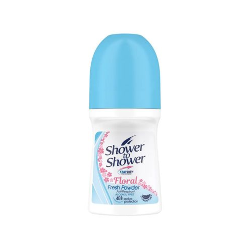 Shower to Shower Women's Rose & Powder Fresh Roll-On Deodorant 50ml