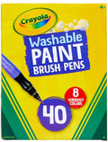 Crayola Washable No Drip Paint Brush Pens, New Colors, 40 Ct