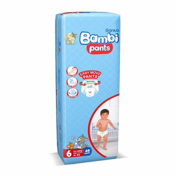 Bambi Pants Size 6 Pull-Up Diapers, Soft Absorbent Core, 40 Pants, 16+ kg