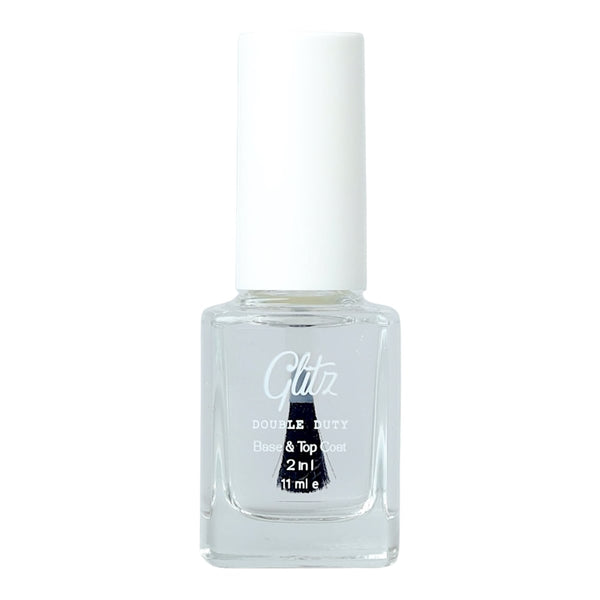 Glitz Double Duty Base & Top Coat Nail Polish, Quick-Drying Glossy Finish, 11 ml