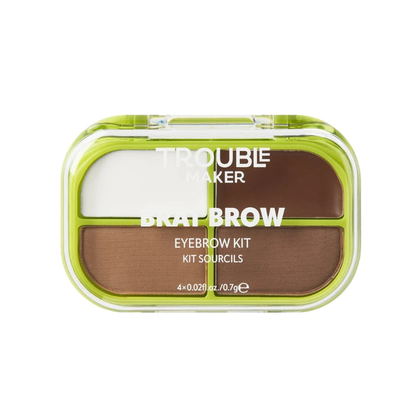 Troublemaker Pratt Brow Powder & Gel Eyebrow Kit, Hyaluronic Acid, Medium Brown
