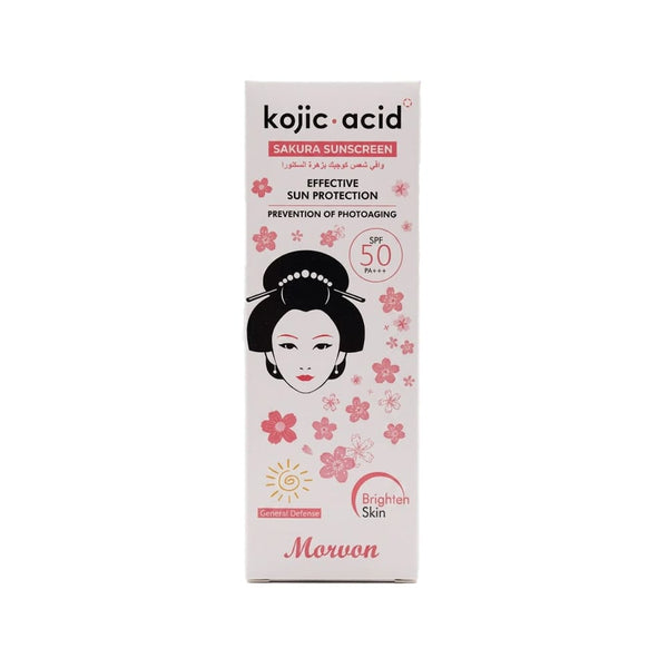 MORVON Kojic Acid Sakura Flower Sunscreen for Face and Neck, 80g
