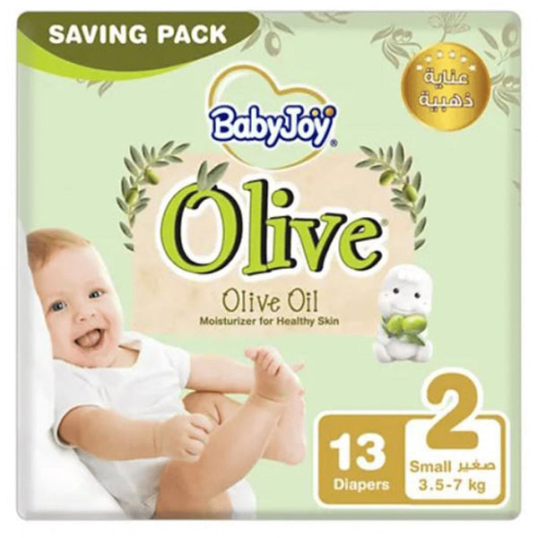 Babyjoy Olive Diapers Size 2 Small, Olive Oil, 13 Pack, 3.5-7 kg