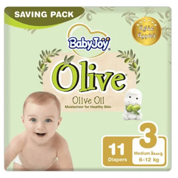 Babyjoy Olive Diapers Size 3 Hypoallergenic Breathable Pack of 11, 6-12 kg
