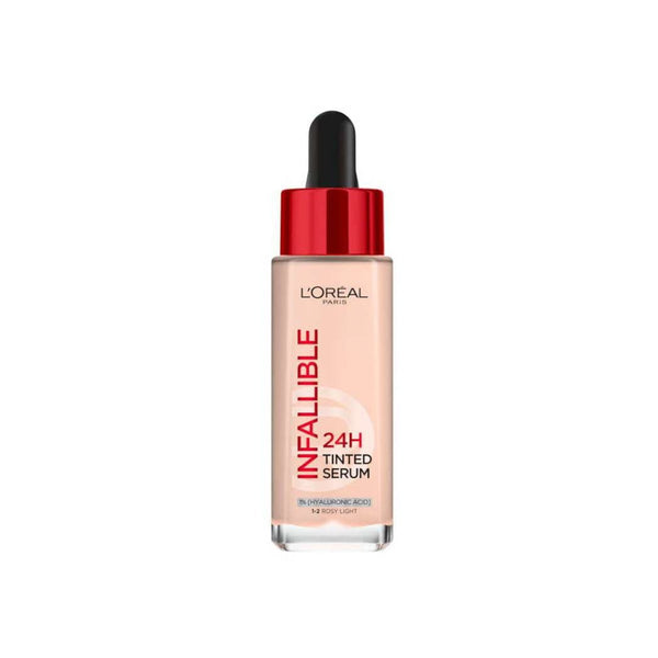 L'Oreal Paris Infallible 24H Tinted Serum Lightweight Natural Finish 1% Hyaluronic Acid Rosy Light 1-2