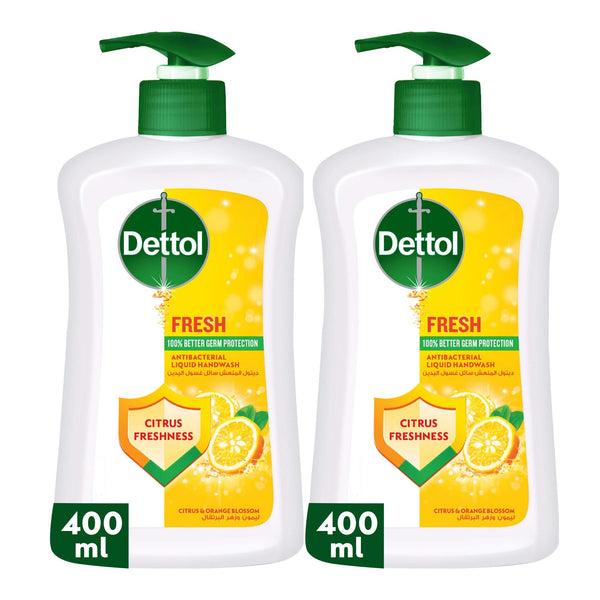 Dettol Fresh Antibacterial Handwash Pump Citrus Orange Blossom 400 ml x2