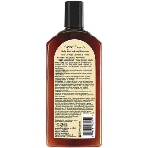 Agadir Argan Oil Daily Moisturizing Shampoo Sulfate-Free Vitamin E Omega 6 & 9 366 ml