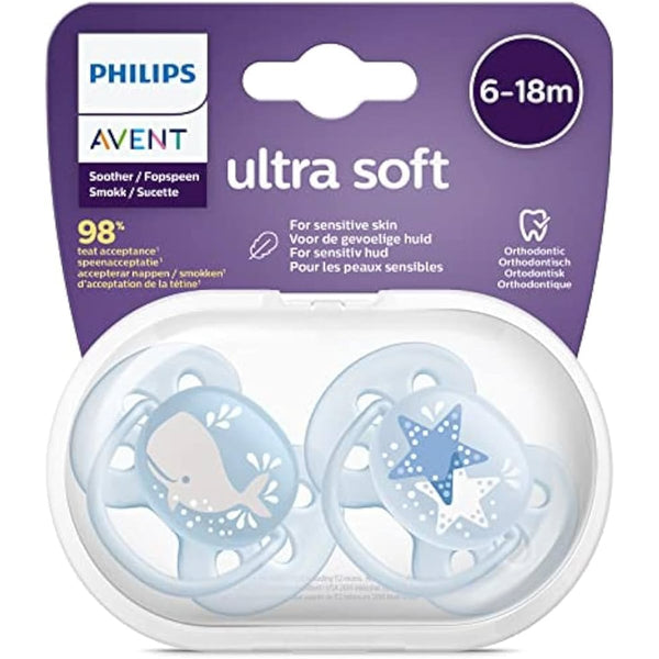 Avent Soft Soother Orthodontic Silicone Pacifier for Boys, 6-18 Months