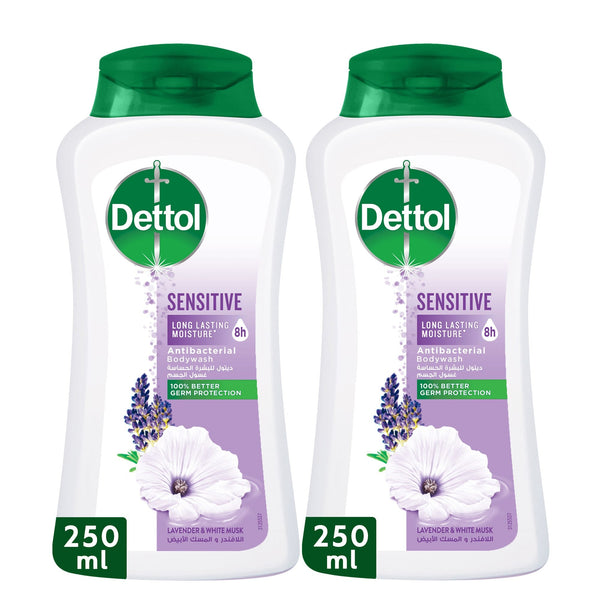 Dettol Sensitive Shower Gel & Body Wash Lavender White Musk 250ml x 2
