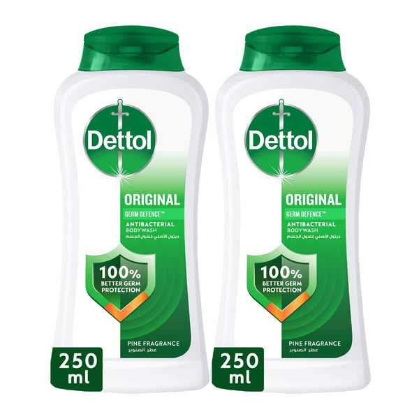 Dettol Original Shower Gel & Body Wash, Pine Scent, 250ml, Pack of 2