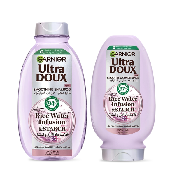 Garnier Ultra Doux Rice Water & Starch Shampoo Conditioner Set, 400 ml + 360 ml