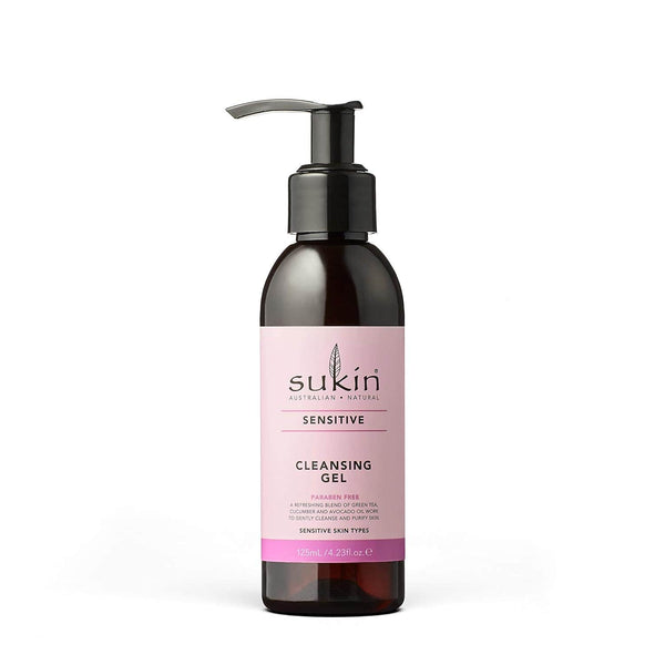 Sukin Sensitive Cleansing Gel Soap-Free Facial Cleanser Green Tea Cucumber Avocado Oil 125 mL