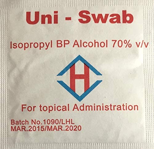 Uni-Swabs Alcohol Swabs 70% Isopropyl Alcohol 100 Pieces