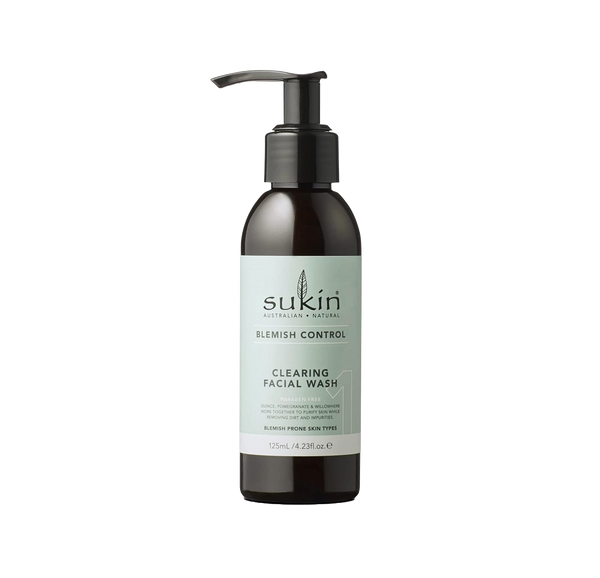 Sukin Blemish Control Facial Wash Lightweight Gel Cleanser Tea Tree & Pomegranate 125 mL