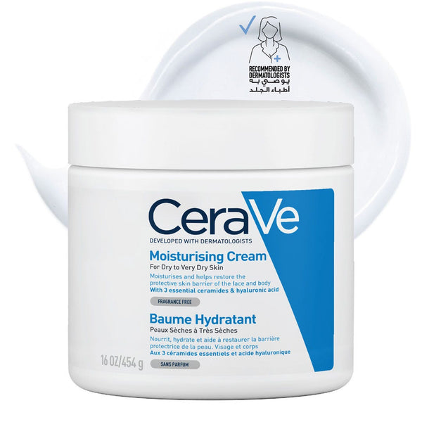 CeraVe Moisturising Cream Rich Fragrance-Free Face and Body Moisturizer Ceramides Hyaluronic Acid 454g