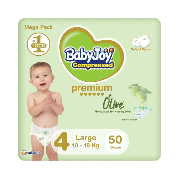 BabyJoy Olive Oil Moisturizer Diapers Size 4 (L) 10-18 kg 50 Diapers