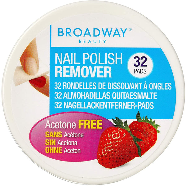 Kiss Broadway Nail Polish Remover Pads Acetone-Free Strawberry Scent, 96 Pads