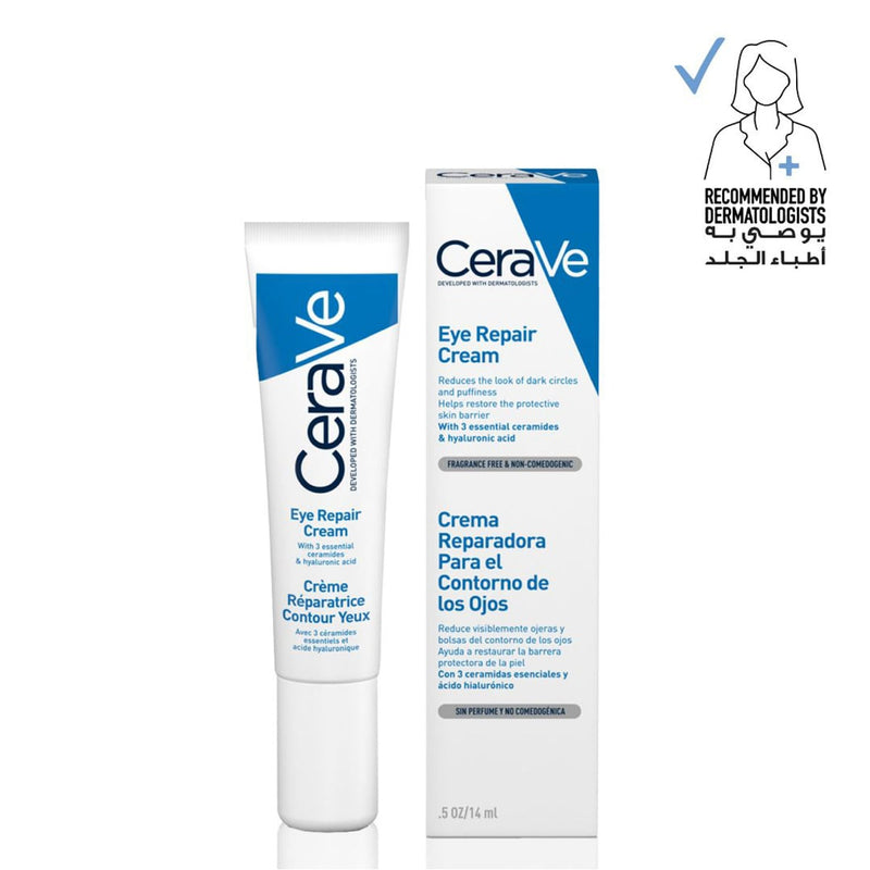 CeraVe Eye Repair Cream Hydrating Fragrance-Free Ceramides Hyaluronic Acid 14 ml