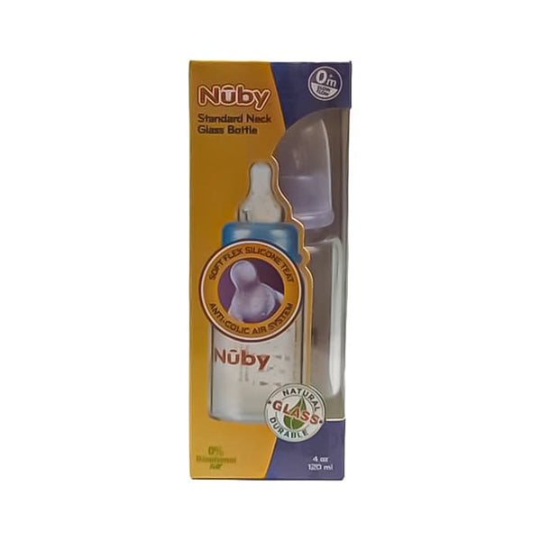 Nuby Glass Nurser Baby Feeding Bottle Soft Silicone Teat Anti-Colic 120 ml