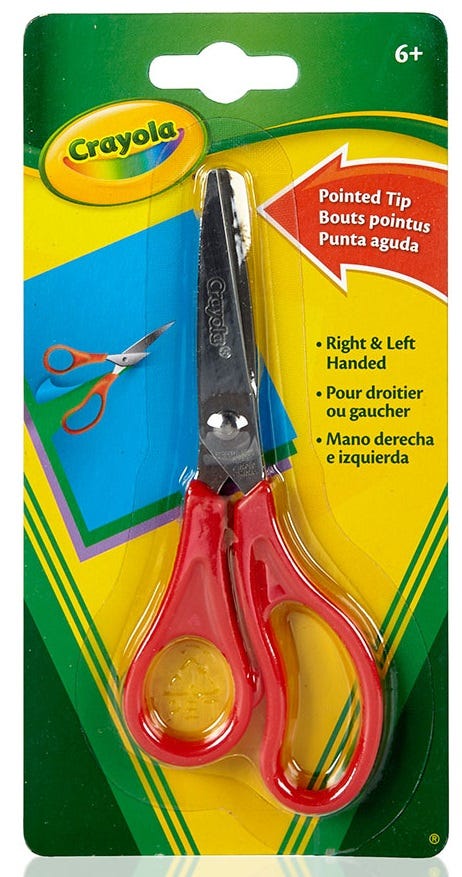Crayola Pointed Tip Scissors Metal Blade Comfort Grip 1 Pair