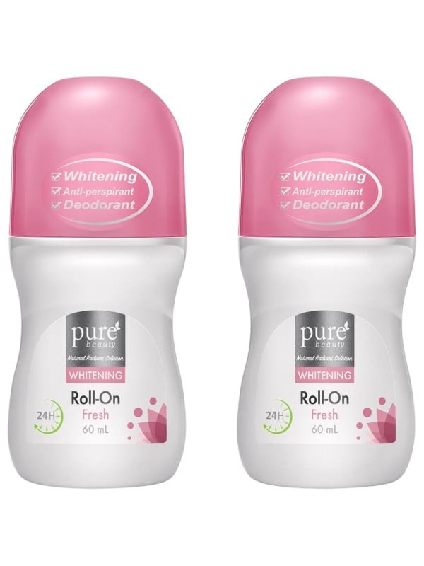 Pure Beauty Fresh Roll-On Deodorant, Sweat Protection, 2 x 60 ml