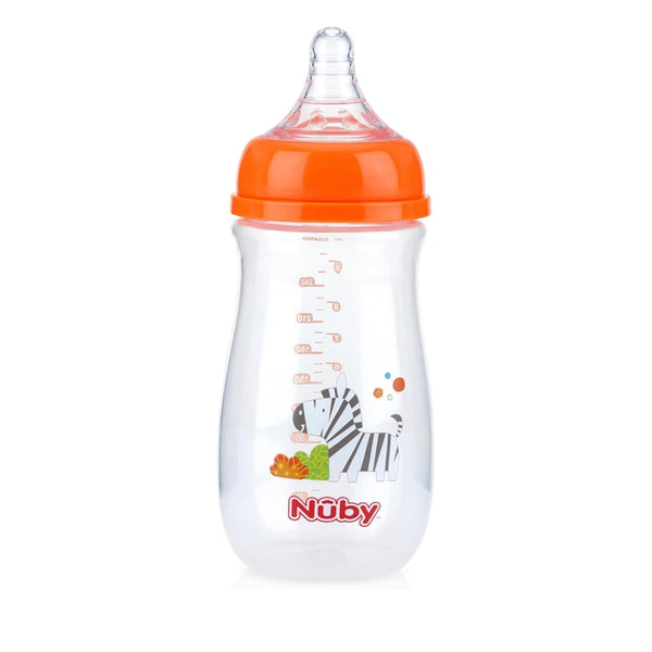Nuby Wide Neck Feeding Bottle Silicone Nipple BPA-Free 270ml, 3M+