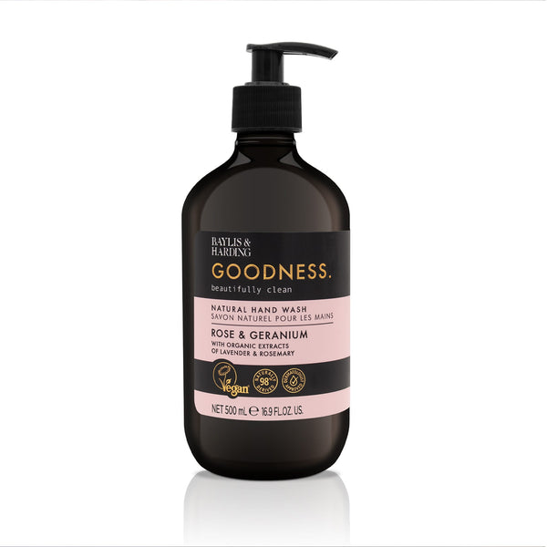 Baylis & Harding Goodness Rose & Geranium Natural Hand Wash Lavender Rosemary Extracts 500ml