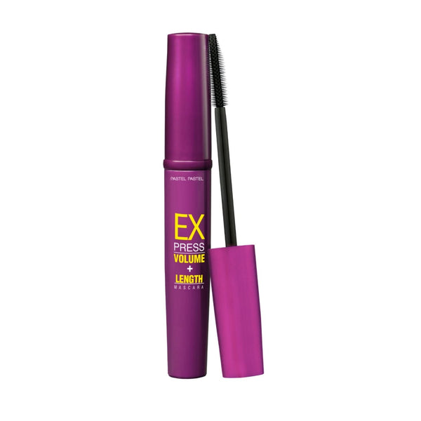 Pastel Express Volume + Length Mascara, Intense Black, Flexible Silicone Brush
