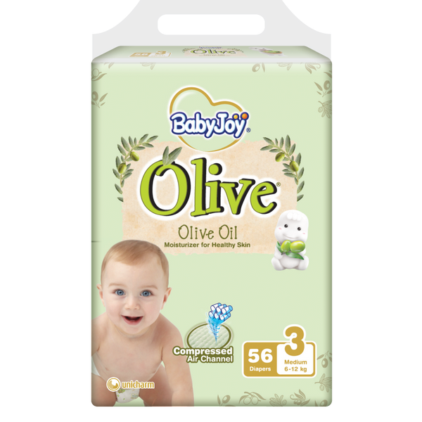 Baby Joy Olive Size 3 Diapers Mega Pack 56 Count