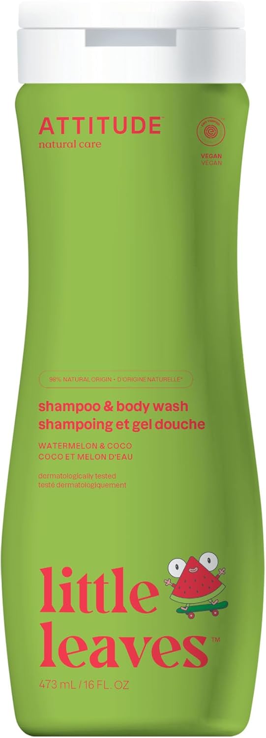 Attitude 2-in-1 Kids Shampoo & Body Wash Creamy Lather Watermelon & Coconut 473 ml