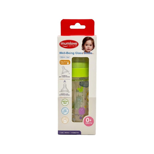 MumLove Feeding Glass Bottle, Heat-Resistant, BPA-Free, 150ml, 0+ Months