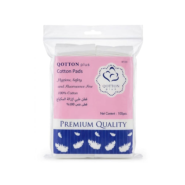 Qotton Plus Natural Cotton Makeup Remover Pads Soft Absorbent 100 Pieces