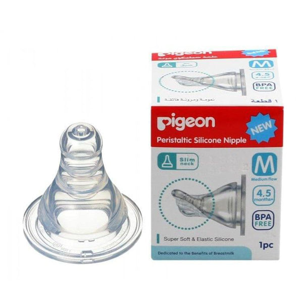 Pigeon Peristaltic Flexible Silicone Nipple Medium Flow 3 Months+ 1 Piece