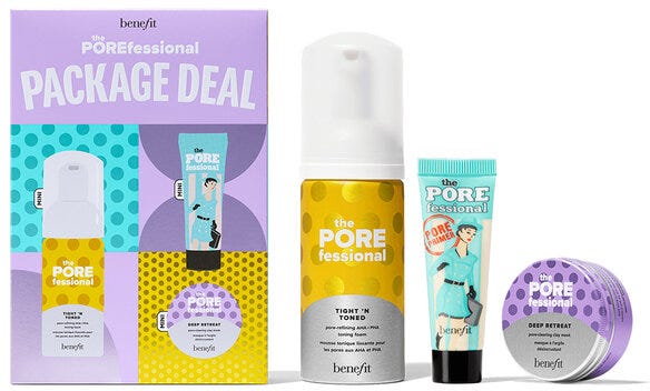 Benefit The POREfessional Pore Care Mini Set AHA+PHA Toner Clay Mask Primer Cleanser