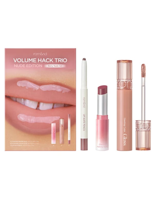 Romand Volume Hack Lip Kit, Liner Moisturizer and Gloss, Berry Mauve, Butter Berry or Cream Shell, 8g