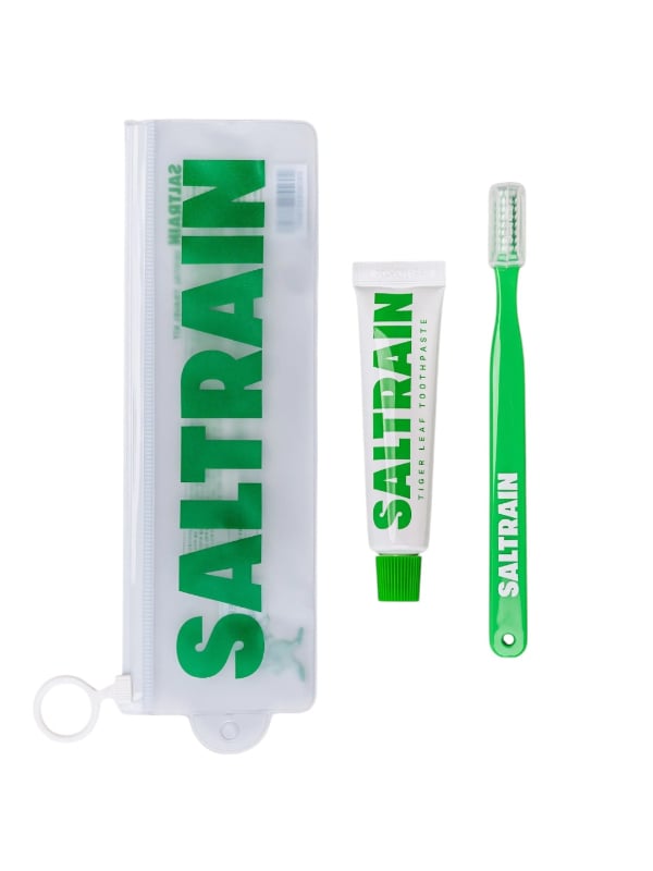 SALTRAIN Tiger Leaf Ultra Fresh Toothpaste Travel Kit, CICA, Green, 30g with Toothbrush